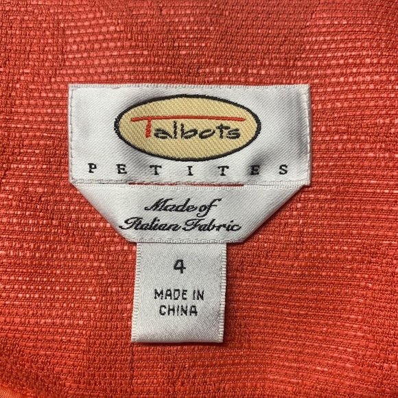 Talbots Orange Blazer Jacket Women’s Size 4P Buttons Lined Jacquard - Picture 2 of 7